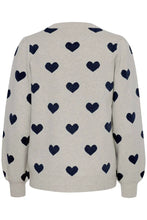 Load image into Gallery viewer, ICHI Brielle Heart Jumper - Oatmeal &amp; Total Eclipse