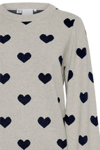 Load image into Gallery viewer, ICHI Brielle Heart Jumper - Oatmeal &amp; Total Eclipse