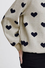 Load image into Gallery viewer, ICHI Brielle Heart Jumper - Oatmeal &amp; Total Eclipse