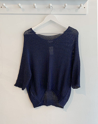 Rachelle Open Stitch Jumper - Navy