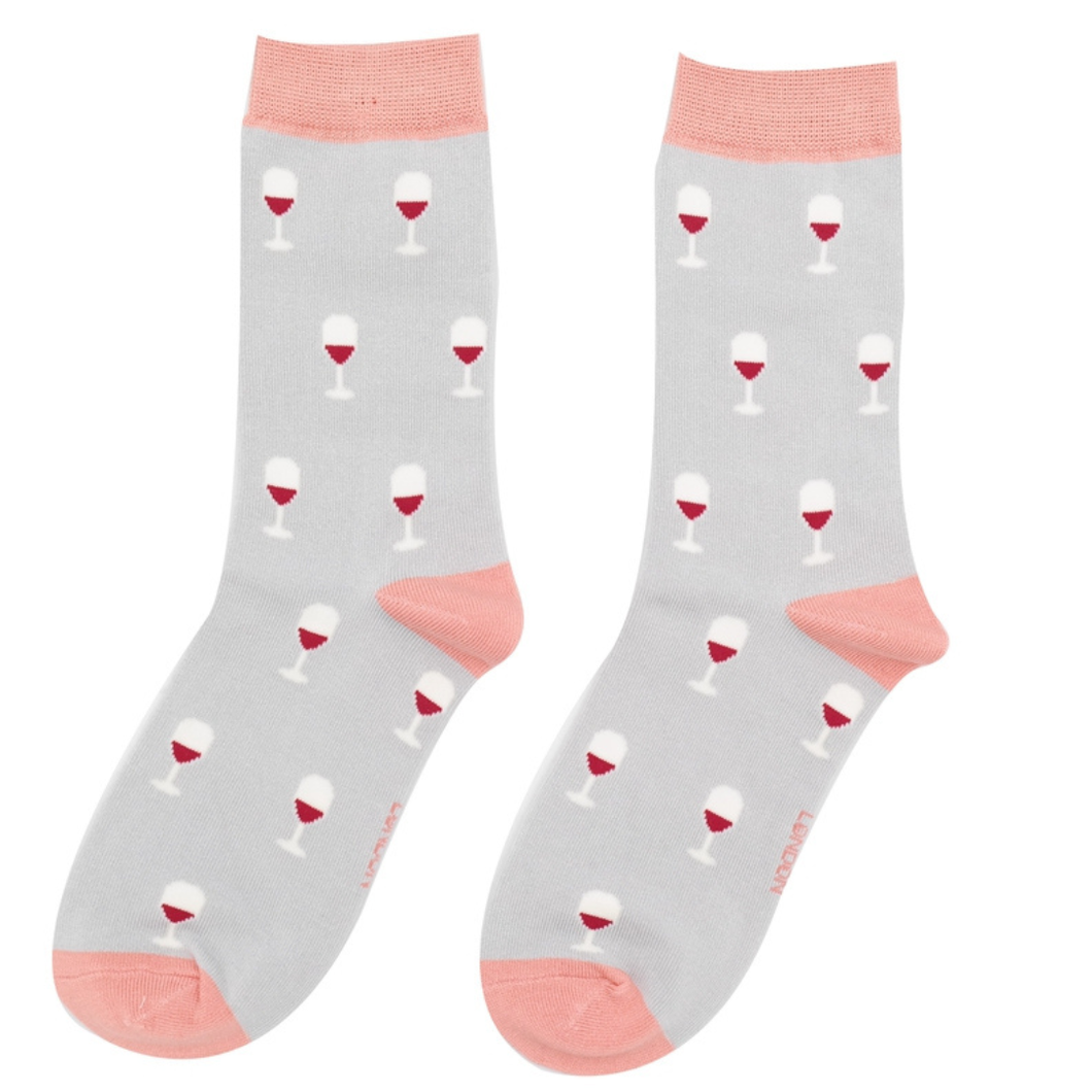 Miss Sparrow Bamboo Wine Glass Socks - Silver