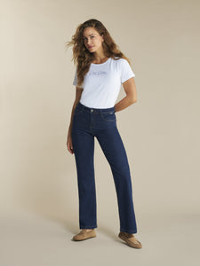 Red Button Colette Wide Leg Denim Jeans - Dark Blue