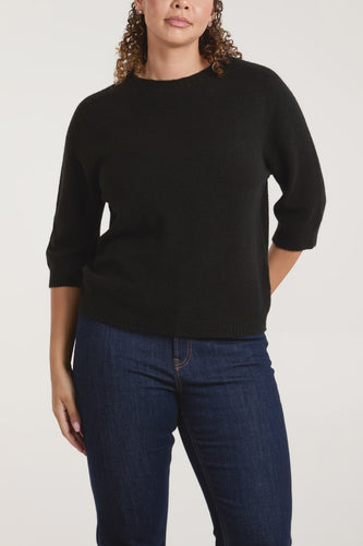 Betty Three Quarter Sleeve Jumper - Black