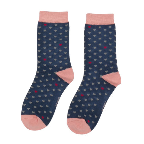 Miss Sparrow Bamboo Little Heart Socks - Navy