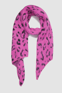 Athena Leopard Print Asymmetric Blanket Scarf - Fuchsia & Black