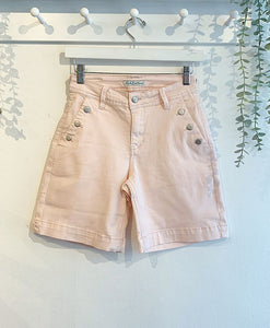 Red Button Bebe Cotton Shorts - Blush