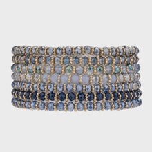 Load image into Gallery viewer, Venus Multi Stranded Crystal Beaded Bracelet - Gold &amp; Blue