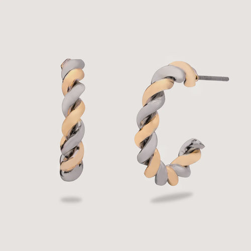 Alesha Gold & Silver Rhodium Twist Hoop Earrings