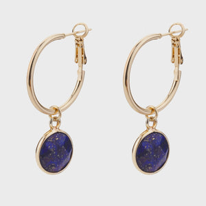 Venus Semi-Precious Stone Hoop Earrings - Gold & Lapis