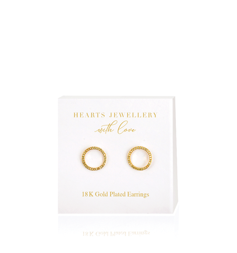 18K Gold Plated Cubic Zirconia Open Circle Stud Earrings