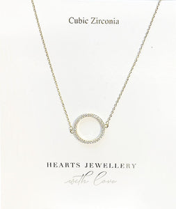 18K Gold Plated Cubic Zirconia Open Circle Necklace - Hello Beautiful