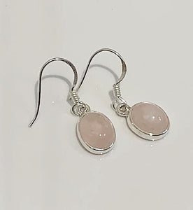 Rose Quartz Gemstone & Sterling Silver Drop Earrings