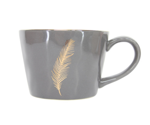 Grey & Gold Feather Mug